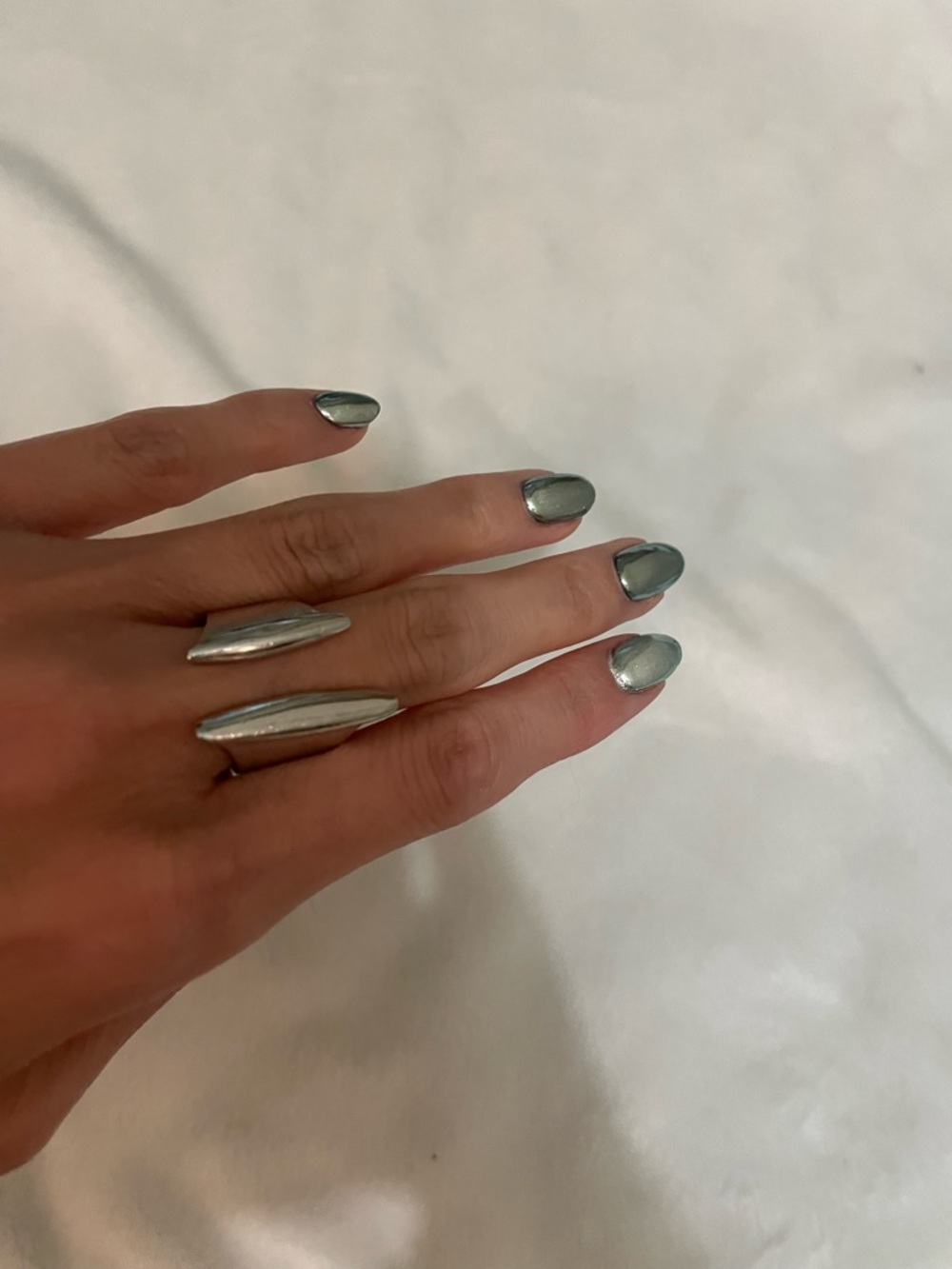 Silver Sculpted Midi Ring Set - Sleek Modern Design